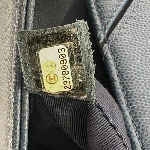 Chanel Caviar Macro Flap Bag Chevron Blue - Picture 8 of 9